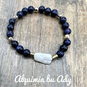Sandstone gold hematite  beaded bracelet fall vibes